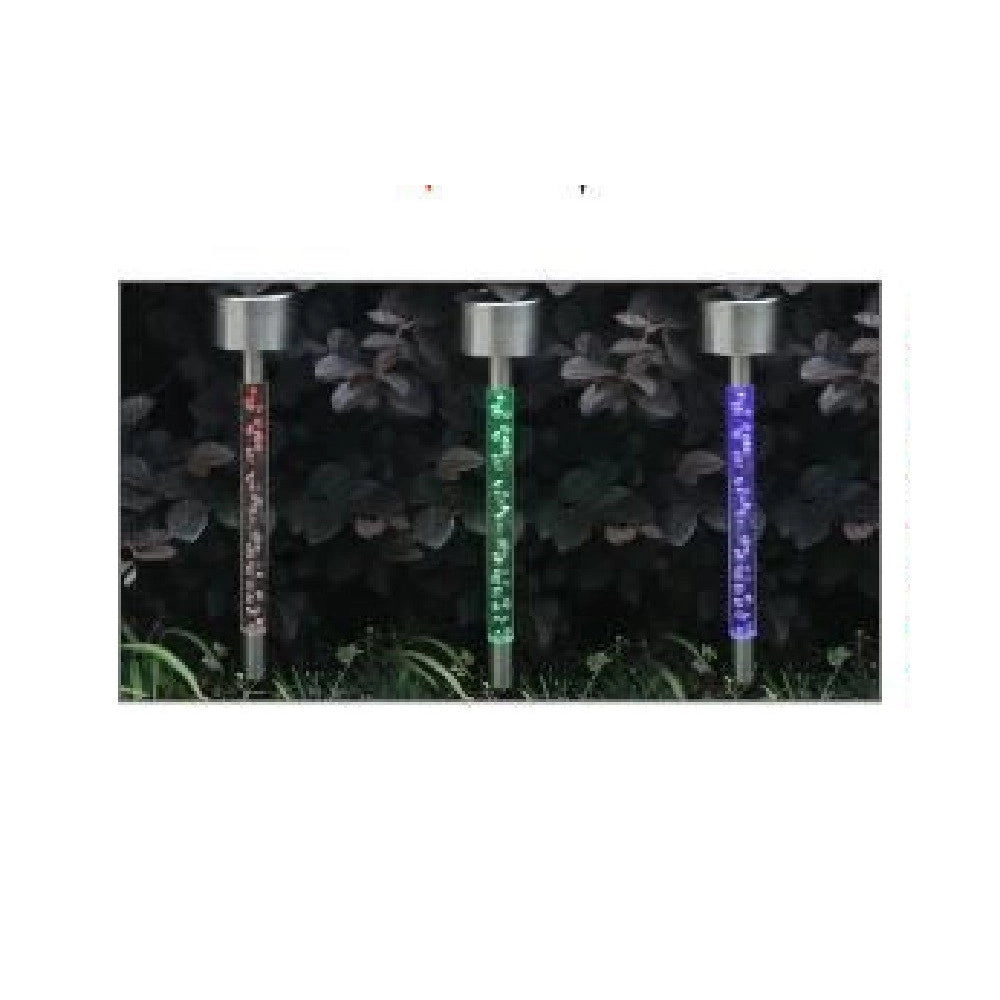 Trade Shop - Set 12pz Lampada Solare 35.5cm Con Picchetto Bolle Colorate Led Giardino 2003021 -