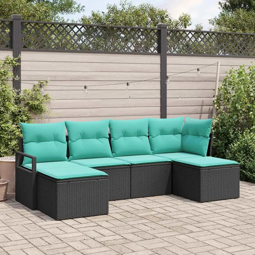 Set di divani 6 pcs Nero polyrattan 3346496