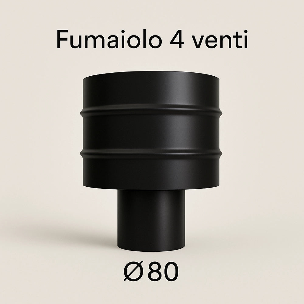 Fumaiolo 4 venti acciaio al carbonio verniciato spessore 1,2 mm diametro 80 per stufa pellet