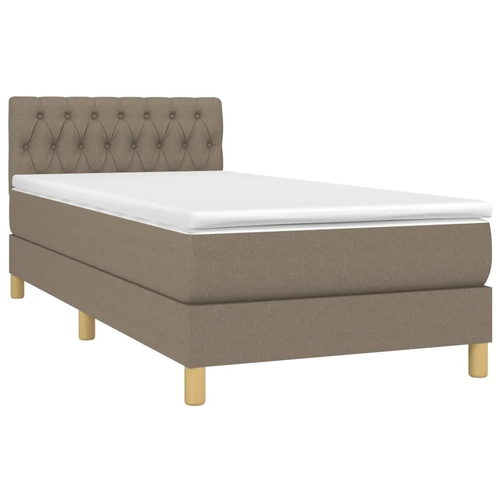 Letto a Molle con Materasso e LED-Struttura Letto con Materasso Tortora 100x200cm in Tessuto 527752