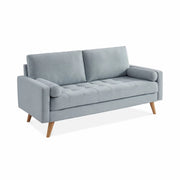 Divano in stile scandinavo in tessuto semplice, 3 posti, grigio chiaro