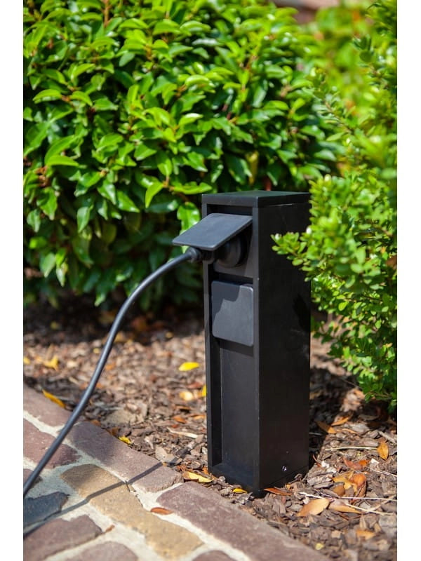 Colonnina giardino 2 prese Schuko IP54 nera Lutec