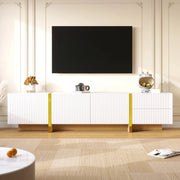 MOBILE TV 190x35x45 cm 3 Ante 2 Cassetti Bianco Oro Effetto legno