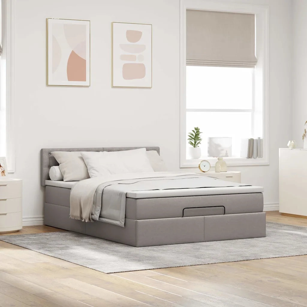 Pouf Letto con Materasso Tortora 140x190 cm in Tessuto 3311626
