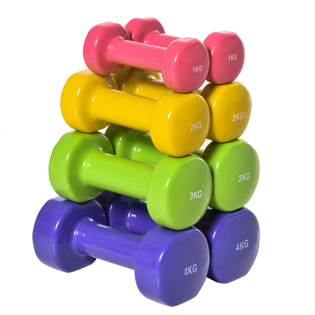 Set Manubri Esagonali 20 KG ¨C Xylo ¨C 8 Pezzi Neoprene Antiscivolo Palestra Casa 4kg 3kg 2kg 1kg