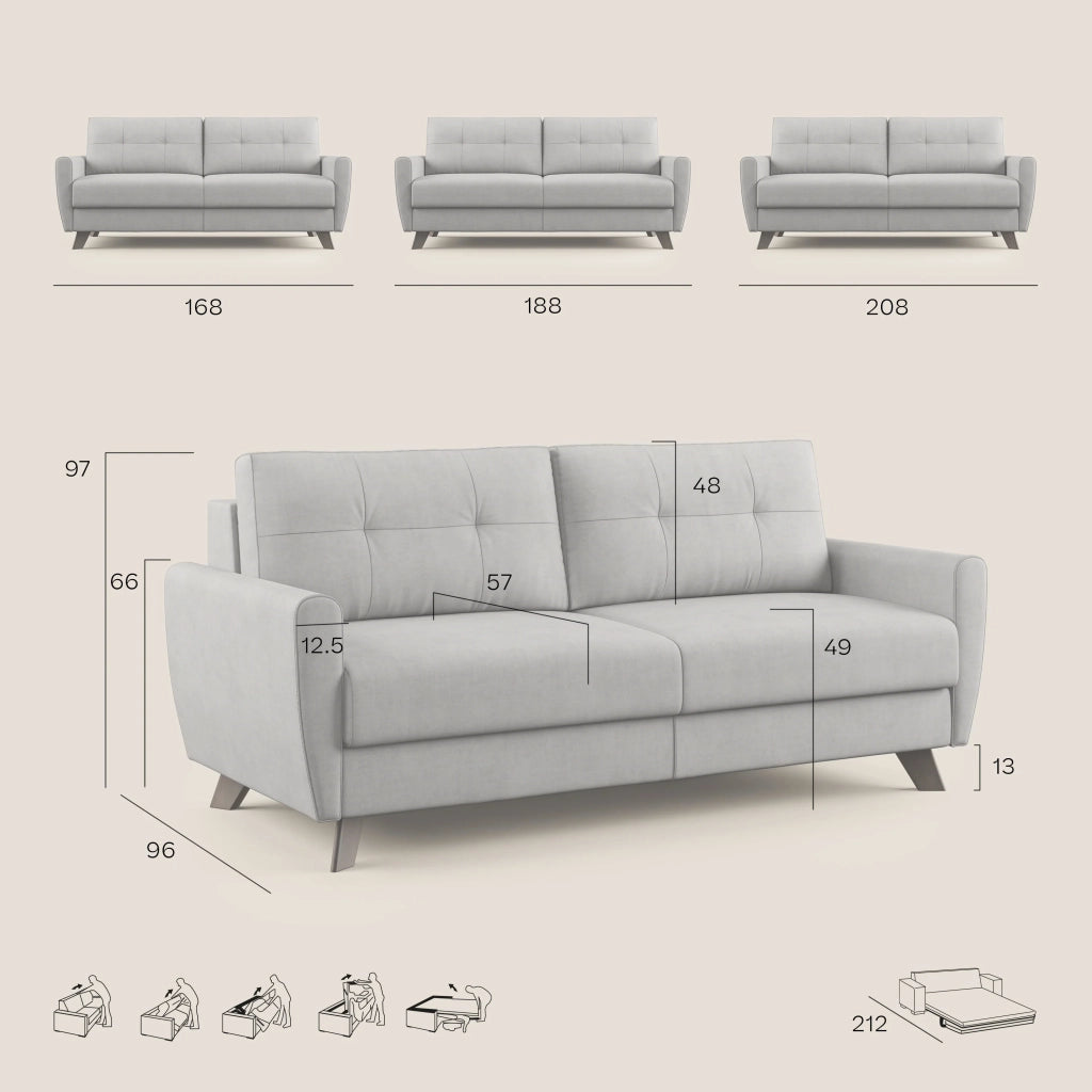Callisto Divano letto matrimoniale 188 cm grigio chiaro