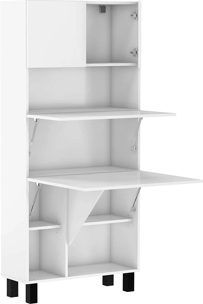 Mobile libreria scrivania richiudibile salvaspazio Bianco Opaco HOMI