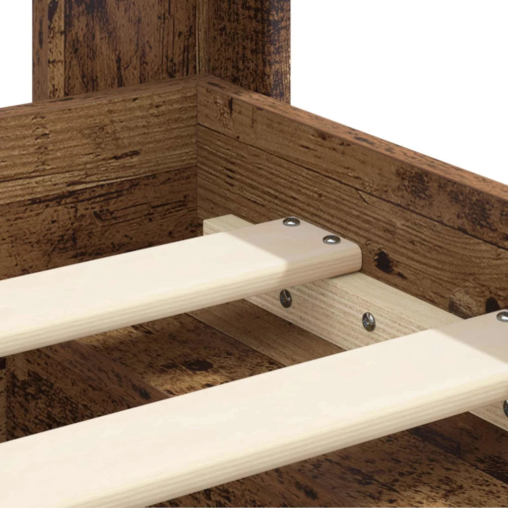 Struttura del letto con stoccaggio e testata-Giroletto con contenitore Legno antico 832615
