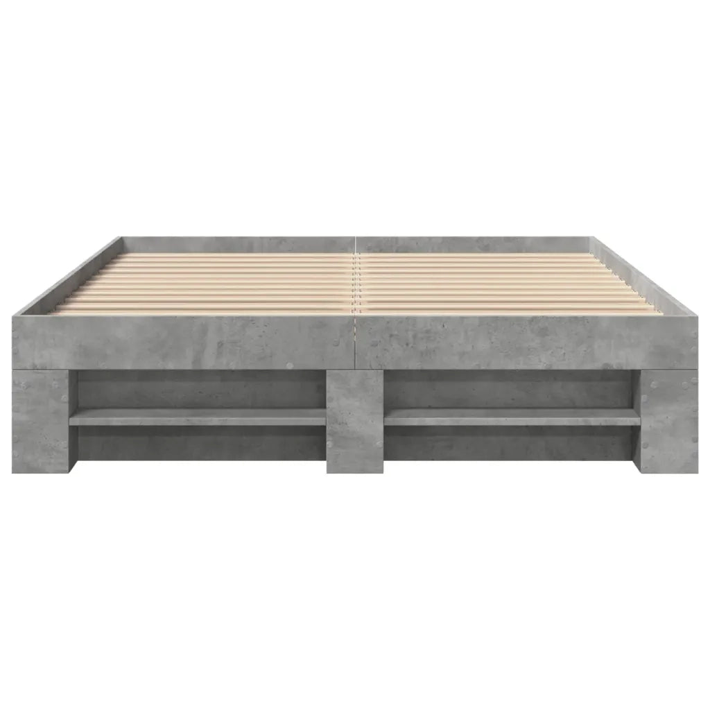 Letto matrimoniale | Letto per adulti | Giroletto Grigio Cemento 135x190 cm in Legno Multistrato
