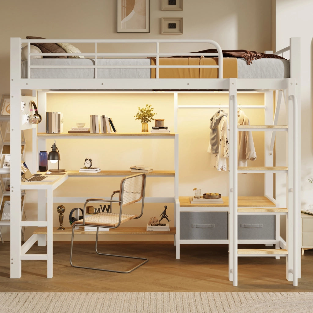 letto a castello metallo e mdf bianco 90 x 200 cm