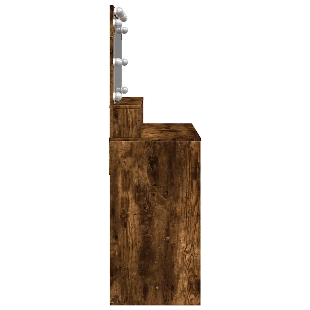 Toeletta | Tavolo da Trucco con LED Rovere Fumo 80x41x134,5 cm