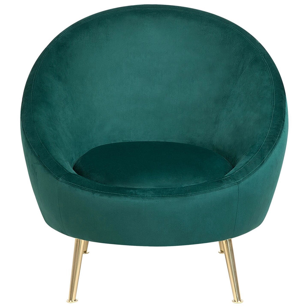 Sedia a pozzetto Velluto Verde 76L x 80L x 81A cm Gambe dorato Glam Retro