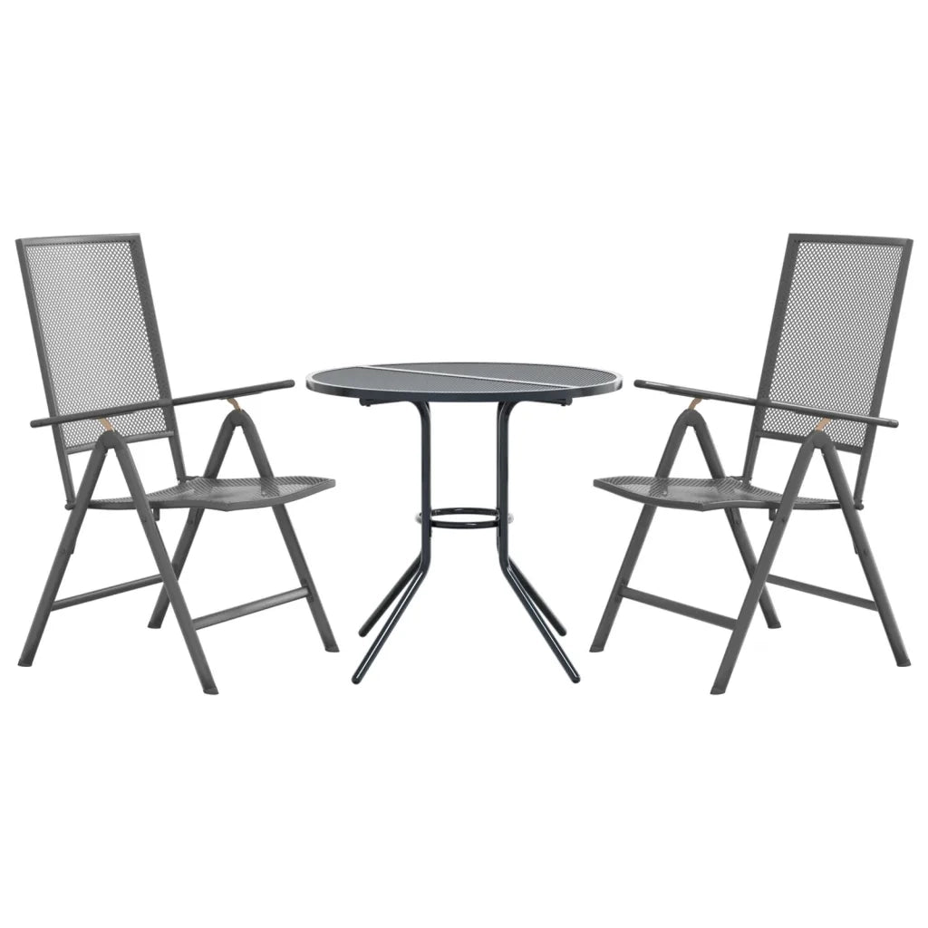Set Sedie Giardino Reclinabili 3pz Antracite Acciaio Verniciato 3283760