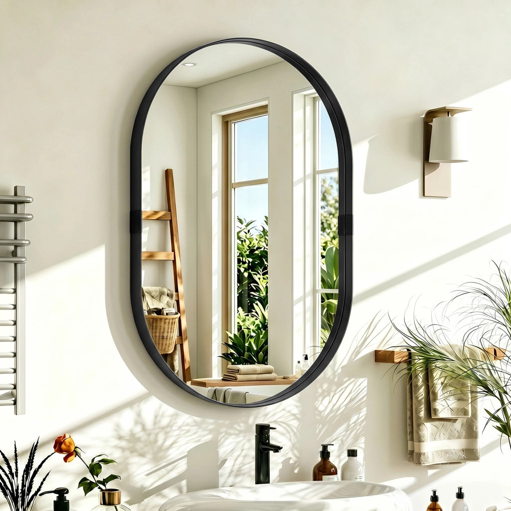 Specchio da parete ¨C zephmum ¨C nero, cornice alluminio, 60x90 cm