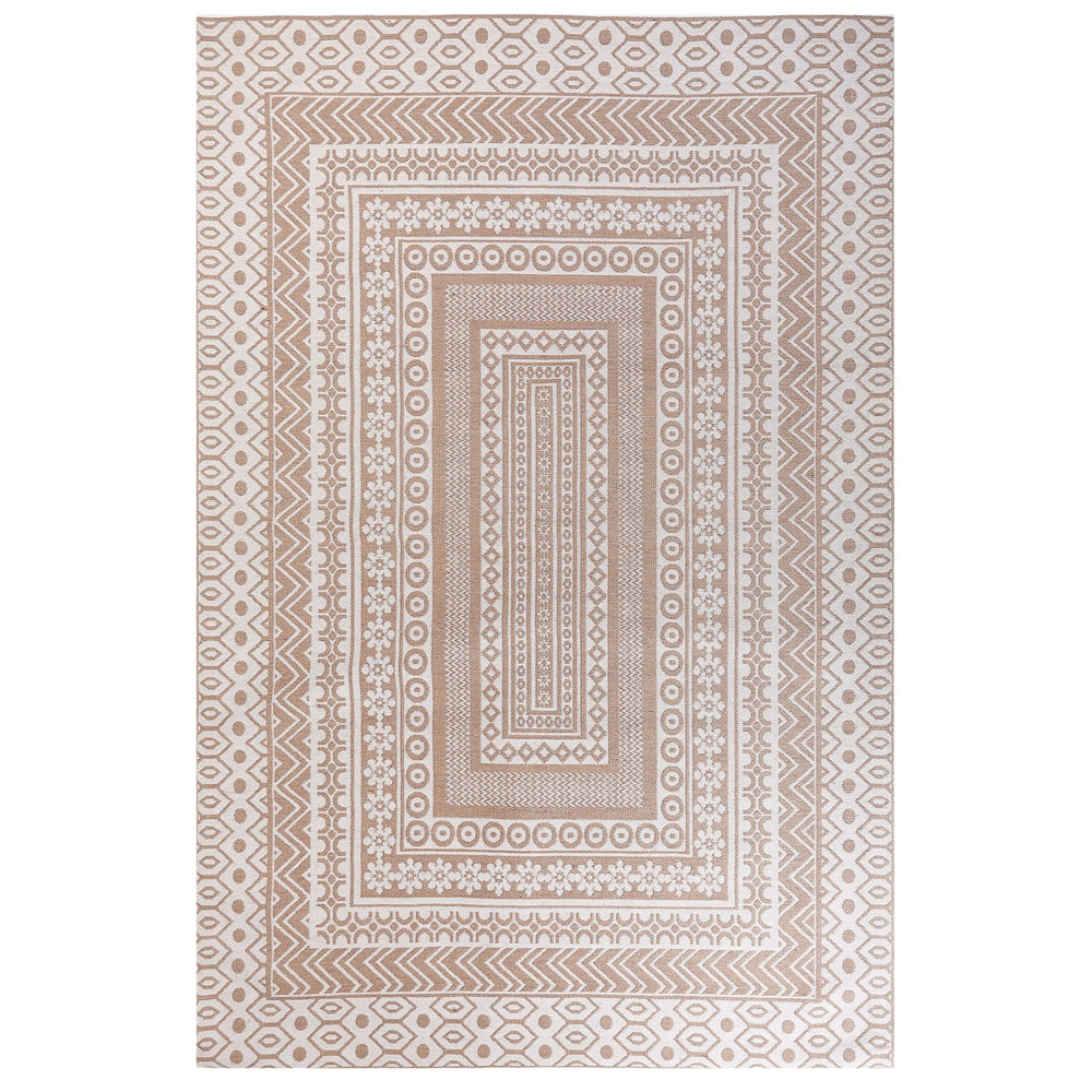 Tappeto moderno dal motivo geometrico 200 x 300 cm beige e bianco soggiorno camera da letto