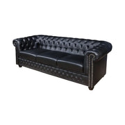 Divano dritto EDGAR - Nero lucido - 3 posti - Similpelle stile barocco