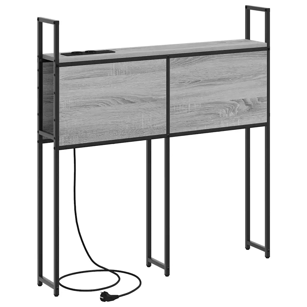 Testiera con Stazione di Carica e Storage-Testiera Multifunzionale-Testata Grigio sonoma 90 cm