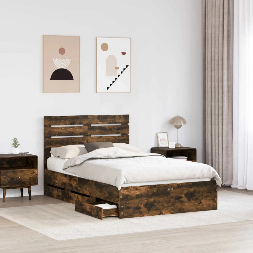 Struttura del letto con cassetto Rovere fumé 120 x 190 cm 3411522