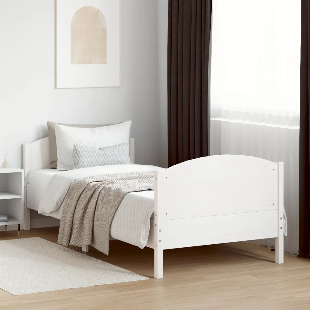 Letto singolo | Letto per adulti | Letto senza Materasso Bianco 90x200 cm Legno Massello di Pino