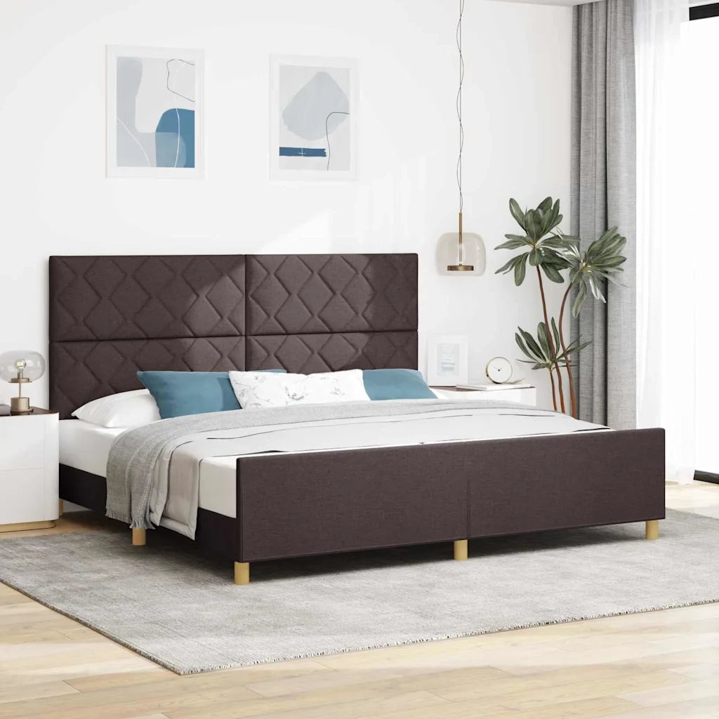 Struttura del letto Marrone scuro 200 x 200 cm Tessuto 3344833
