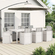 Set da Pranzo per Giardino 9 pcs Bianco e Grigio Chiaro PP 3430098