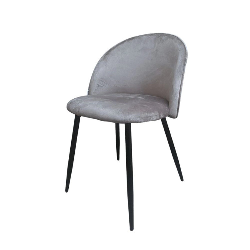 Sedia Despina in tessuto colore grigio e gambe in metallo nero set 4 pezzi