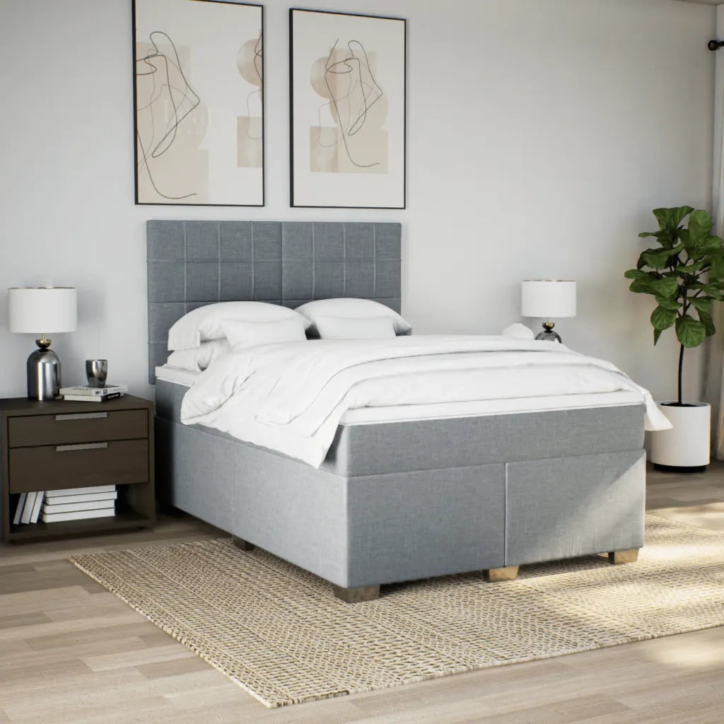 Giroletto a Molle con Materasso Grigio Chiaro 140x190cm Tessuto 3292783
