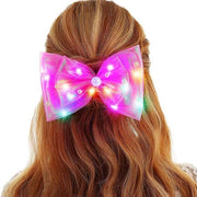 Clip per capelli con LED, clip per capelli con striscia LED, accessori per capelli per donne (rosa)