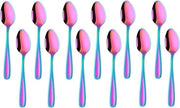Set di 12 cucchiai in acciaio inossidabile per caffè da 13,5 cm cucchiai piccoli cucchiai per espresso cucchiaio per dessert mini cucchiai in metallo per tazza (arcobaleno)