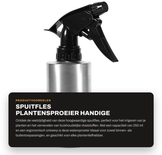 Spruzzatore per piante 250 ml - Fusto metallico - Bocchetta a mano - Diffusore d'acqua - Leggero - Facile da utilizzare - Bocchetta comoda - Sparatore per piante