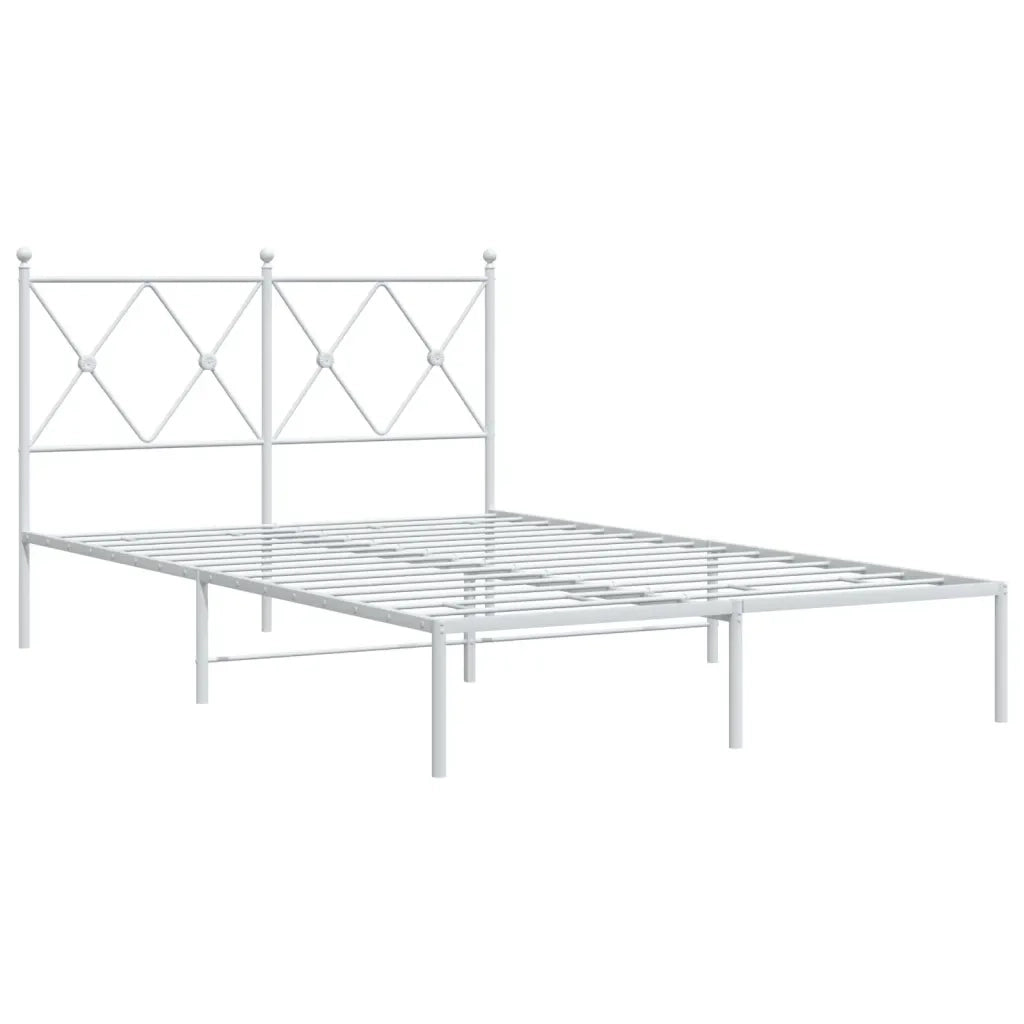 Letto matrimoniale | Letto per adulti | Giroletto con Testiera in Metallo Bianco 120x200 cm