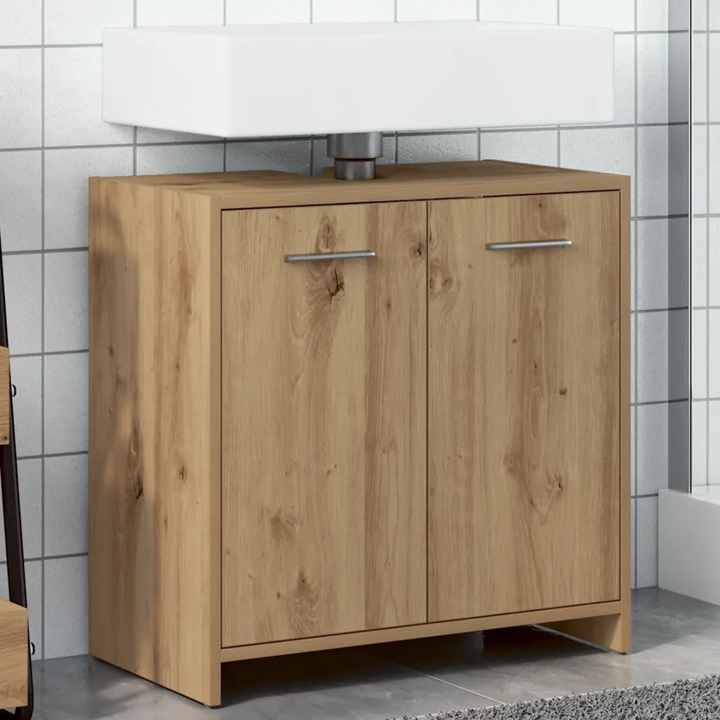 Mobile Lavabo Bagno-Armadietto da bagno Rovere Artigianale Legno Multistrato 122178