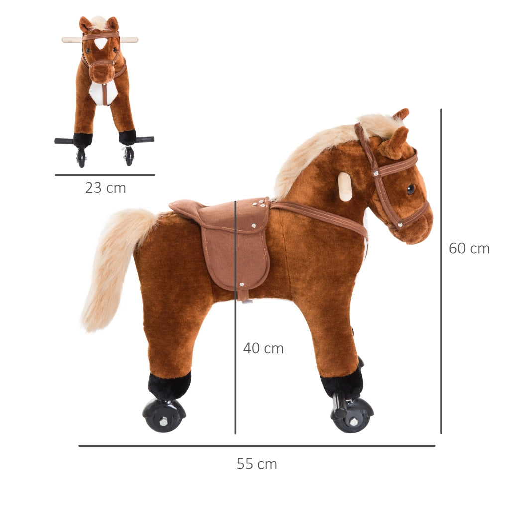 Cavallo a Dondolo con Ruote e Suoni ¨C Minimal ¨C Marrone 55x23x60 cm