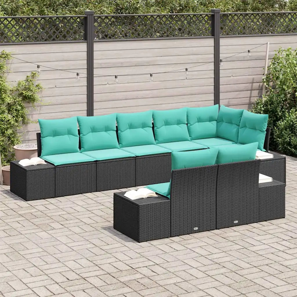 Set Divano da Giardino 8 pz Nero polyrattan 3347116