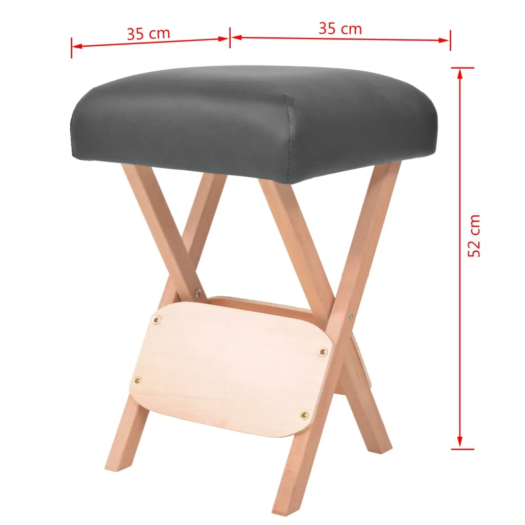 Sgabello da Massaggio Spessore Sedile 12 cm e 2 Supporti Nero 110147