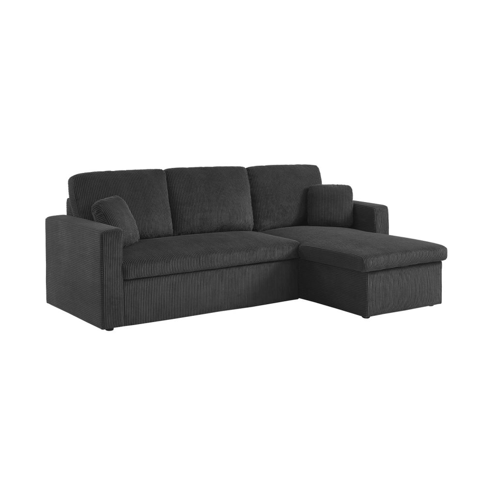 Divano letto angolare reversibile, 3 posti, grigio scuro