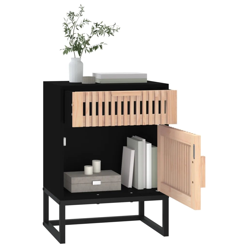 Comodino Nero 40x30x55,5 cm Legno Multistrato e Ferro 352093