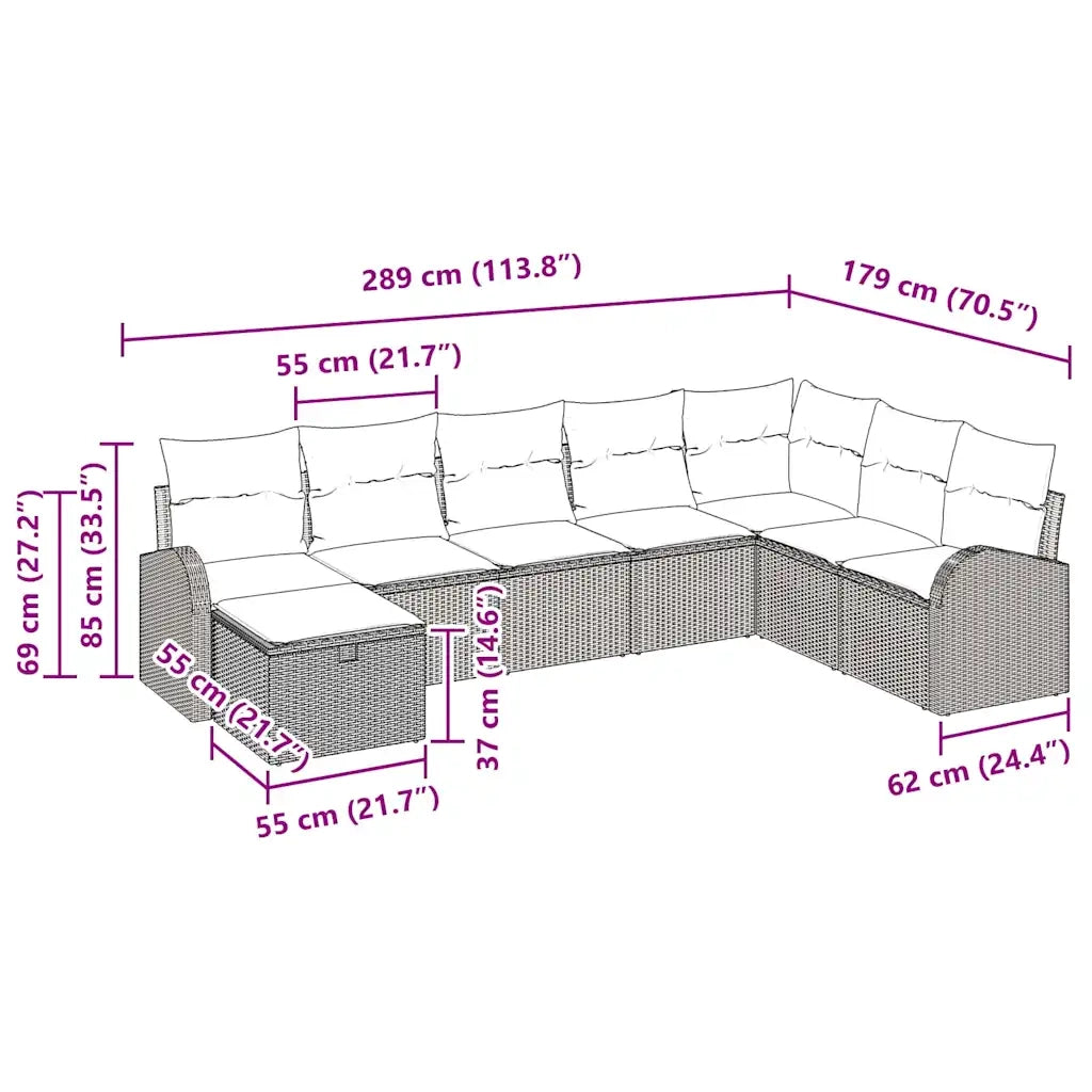 Set di divani con cuscino Nero e crema polyrattan 3359126