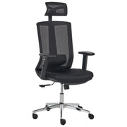 Sedia da ufficio in tessuto e rete nera, schienale e braccioli regolabili, design moderno, per l'ufficio domestico