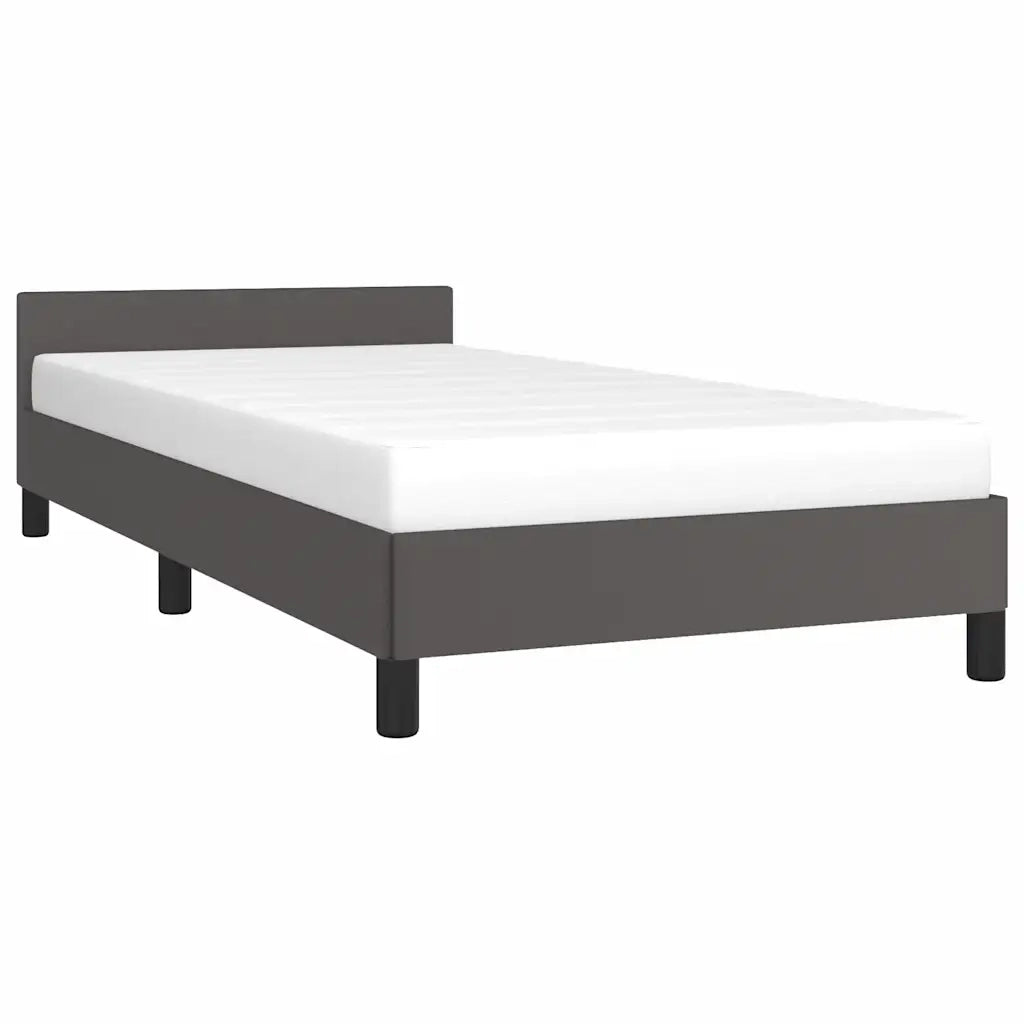 Giroletto con Testiera senza Materasso-Struttura Letto Grigio 90x190 cm