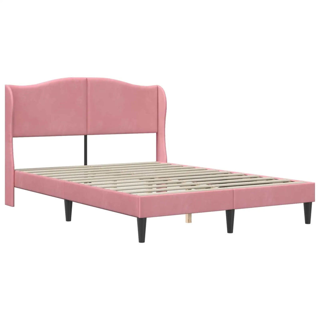 Letto matrimoniale | Letto per adulti | Struttura del letto con testiera Rosa 120 x 200 cm Velluto