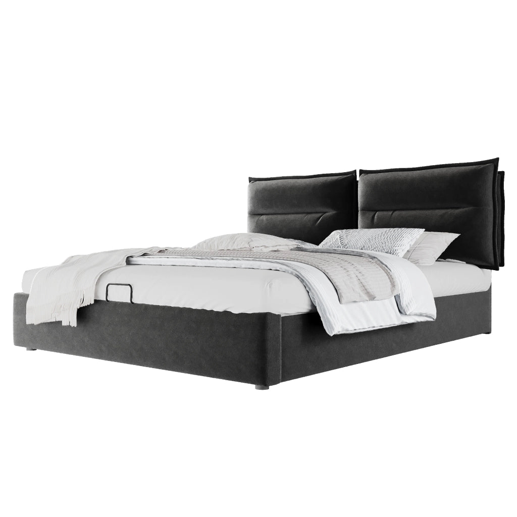 letto imbottito velluto nero 140x200 cm