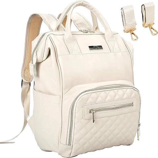 Borsa da carrozzina per bambini multifunzionale in pelle, zaino per passeggino casual impermeabile in PU