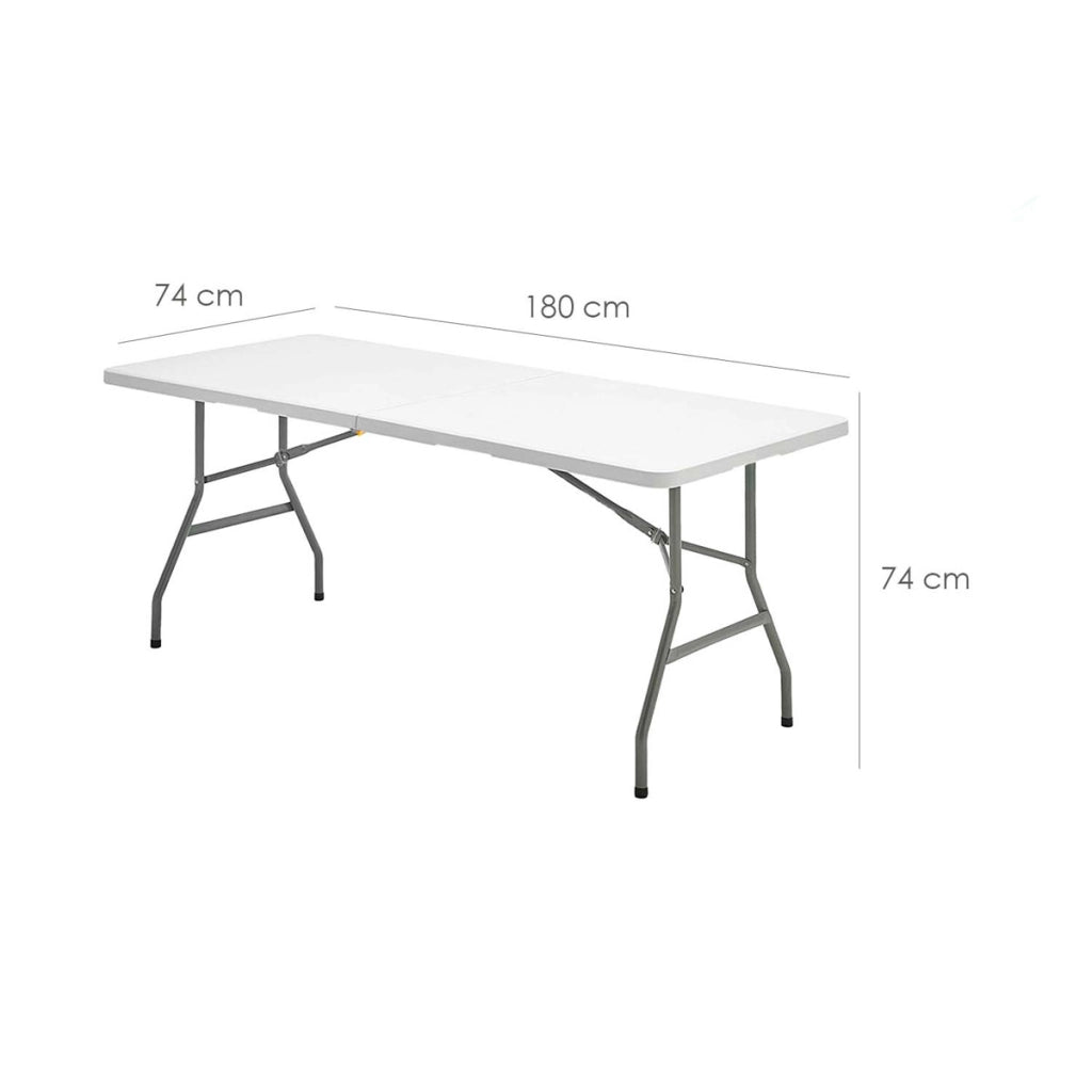Tavolo Pieghevole Rettangolare in Resina 180x74x74cm Tavolo Multiuso da Esterno, Campeggio, Eventi, Esterno, Interno