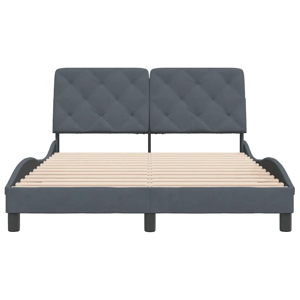 Giroletto senza Materasso-Struttura Letto Grigio Scuro 140x200 cm Velluto 771914