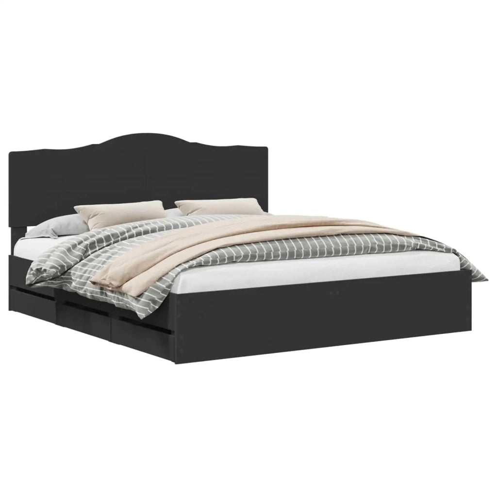 Letto matrimoniale | Letto per adulti | Struttura del letto Nero 200 x 200 cm Legno Ingegnerizzato