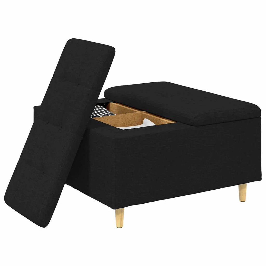 Pouf contenitore con cuscino Nero 80 x 80 x 45 cm Tessuto 876835