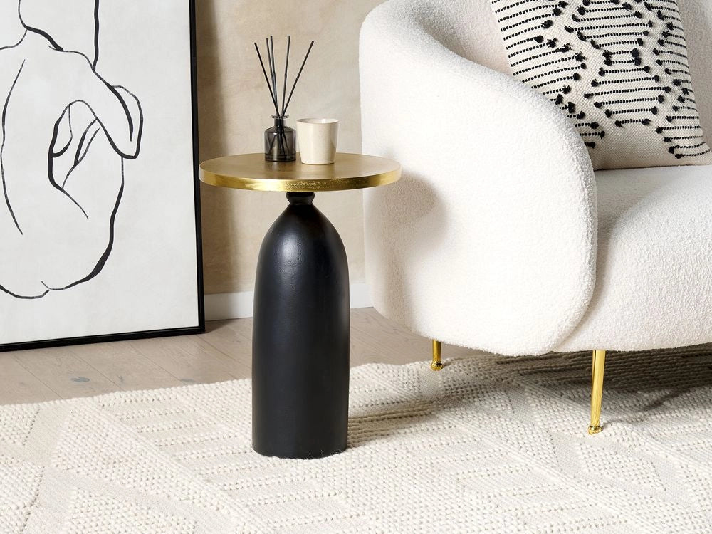 Tavolino in metallo oro e nero 36 cm fatto a mano forma geometrica stile moderno soggiorno camera da letto