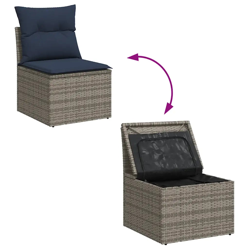 Set Divani Giardino 8 pz con Cuscini Grigio Polyrattan Acacia 3327831