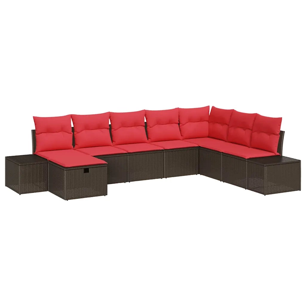 Set Divano da Giardino con cuscino 8 pcs Marrone polyrattan 3359433